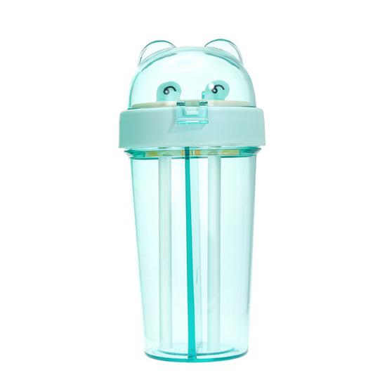 420ML Double Drinking Cup Separate Cup Mouth Dustproof Lid Leak-proof Heat Resistant Double Straws Drinking Bottle School Accessory