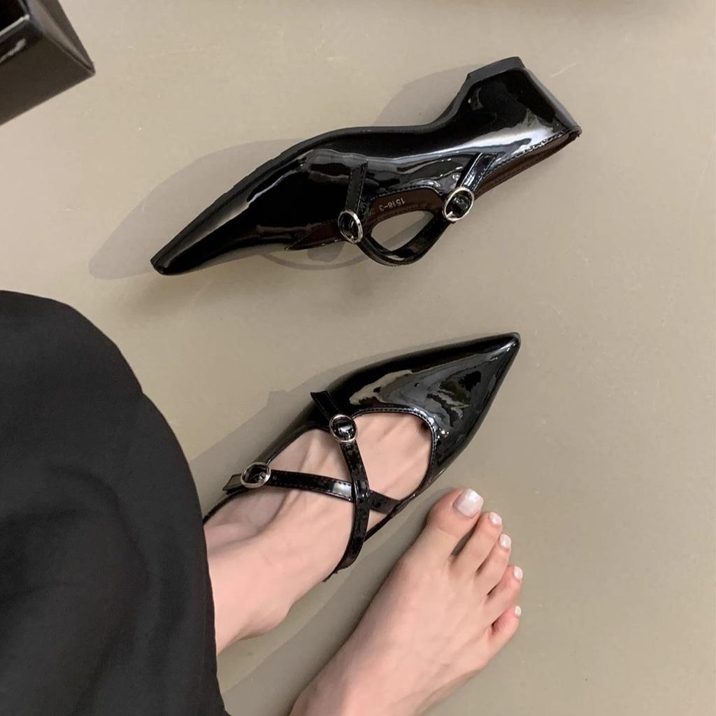 French Style with Skirt Half Slippers Women's Outer Wear 2025 Spring and Summer Bag Head Pointed Head Shallow Mouth Soft Bottom Inner Height Increase