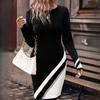 Women's Autumn and Winter Fashion Temperament Elegant Clash of Colours Plaid Dresses