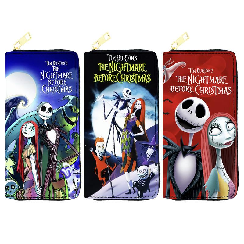 Nightmare Before Christmas PU Wallet Women Long Zip Clutch Makeup Bag 3pcs