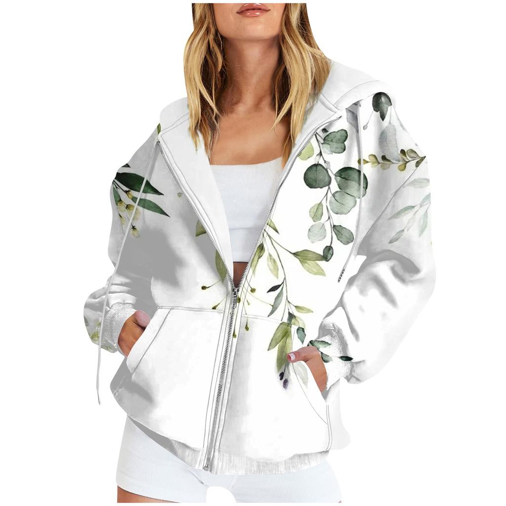 Женские повседневные модные пуловеры с принтом и длинными рукавами, толстовки на молнии, пальто