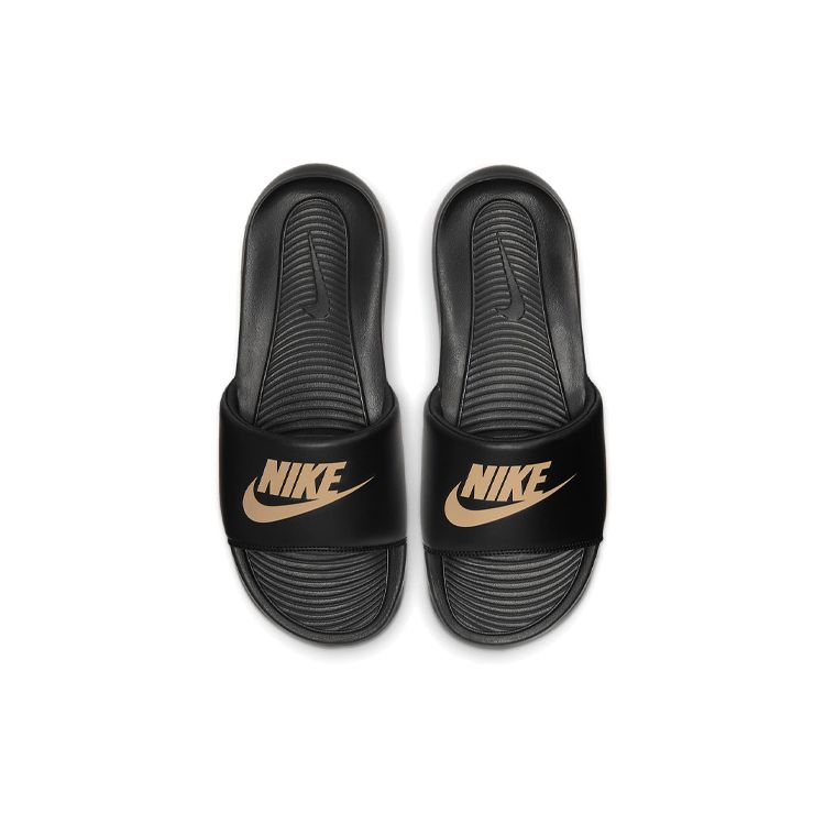 Nike Victori One Slide Черные мужские кроссовки с металлическим золотом CN9675-006