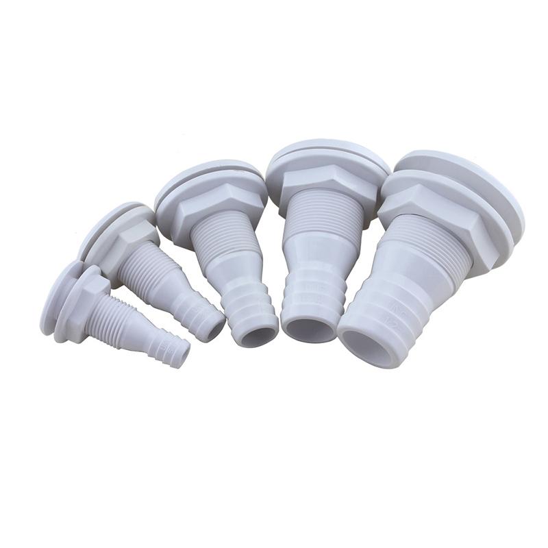Marine Boat Abs Plastic Thru Hull Fitting Connector For 5/8, 3/4, 1 Inch Hose Boat Drain Bilge Pump Plumbing Fittings