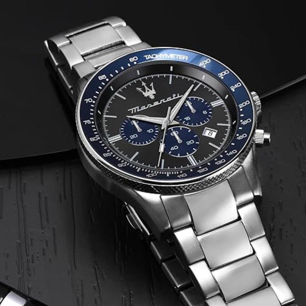 Maserati Quartz Watch Men's 44mm Blue Dial Stainless Steel Chronograph Luminous 100m Water Resistant Japan Movement R8873640018