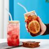 500/600 ML Glass Drink Cup With Straw and Lid Bubble Tea Cup Glass Can Shaped Cups  Milk Tea