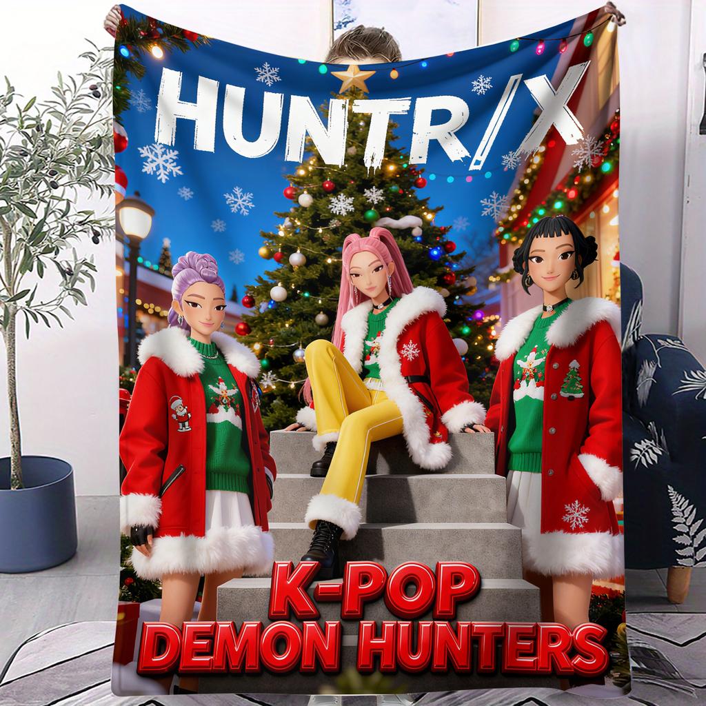 K Pop Demon Hunters Фланелевое Покрывало Теплое Мягкое Многофункциональное Декоративное Одеяло Универсальные Одеяла Рождественские Подарки