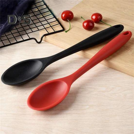 Ложка устойчивая к коррозии, устойчивая к высоким температурам, эргономичная ручка, обеденная силиконовая антипригарная овальная ложка, принадлежности для столовой посуды