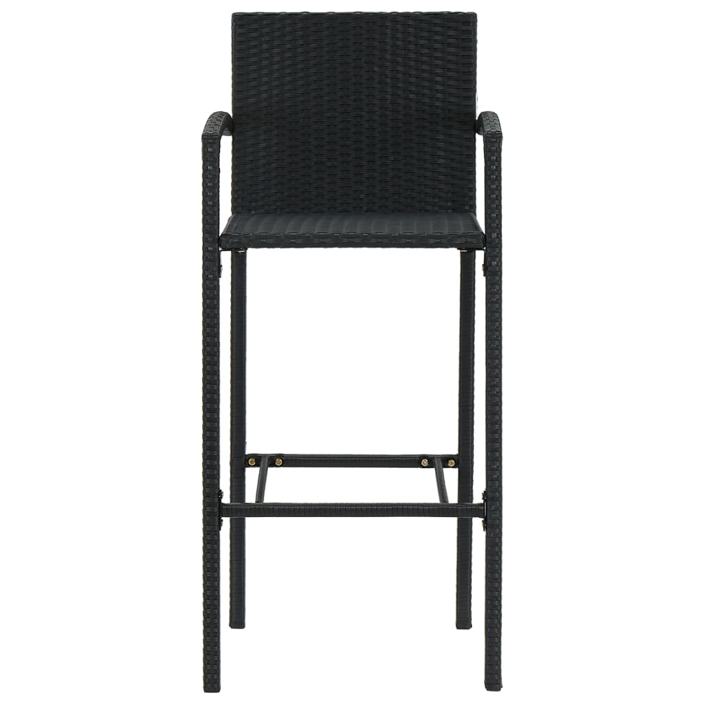 Bar Stool Set 4 Pieces Black Poly Rattan