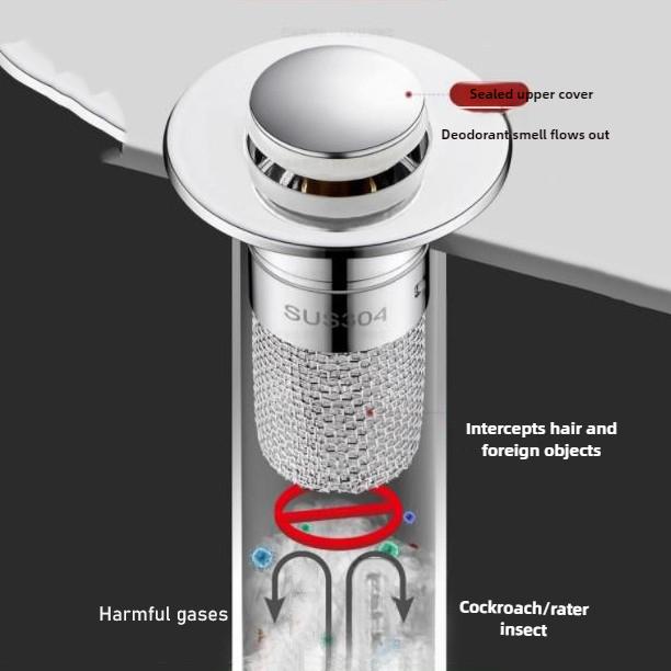 Универсальная всплывающая пробка для слива раковины, защита от засоров, запахов и насекомых, фильтр для волос, заглушка для раковины в ванной