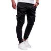 Men Thick Cargo Pants Drawstring Waist Warm Jogger Pants Autumn Winter