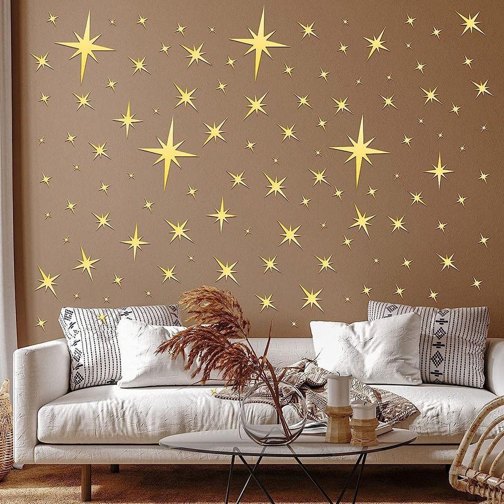 42PCS Starburst Pattern Mirror Wall Stickers Starburst Wall Stickers  Bedroom Decor
