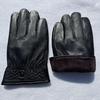Jiuyunmeng Men's Genuine Leather Gloves, Winter Korean Style, Velvet-Lined, Thick, Warm, Waterproof Motorcycle Riding Gloves