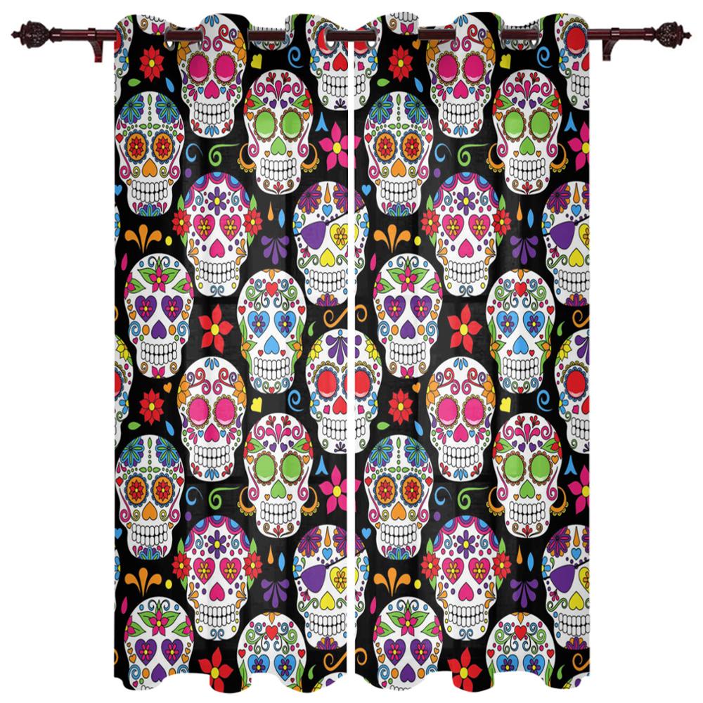 Художественный Череп Красные Цветы Волна Новые Простые Шторы Украшения Дома Шторы Современные Товары Для Дома