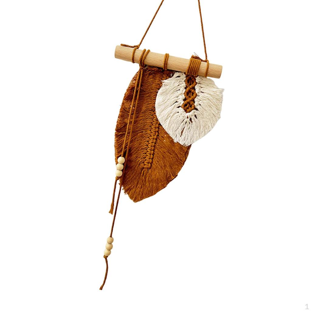 Листья Тканый Гобелен Декорация Богемный Хлопок Ручной Работы Настенное Искусство Лист Кисточка Макраме Подвеска