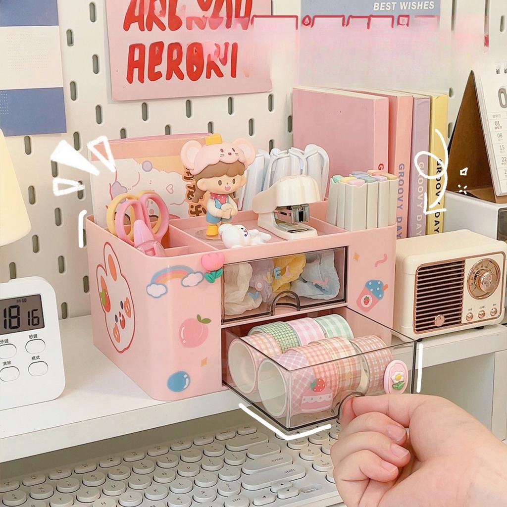 Настольный держатель для ручек, симпатичный, большой емкости, органайзер для ящиков, органайзер для канцелярских принадлежностей для студентов, офисный органайзер для девочек