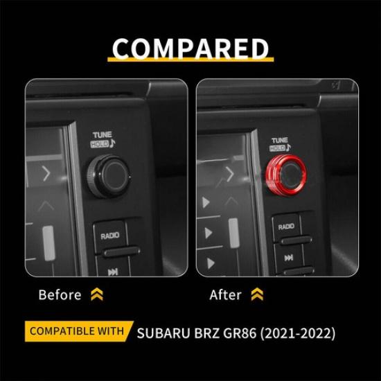 2PCS Red Multimedia Ridio Switch Button Cover For Subaru BRZ GR86 -
