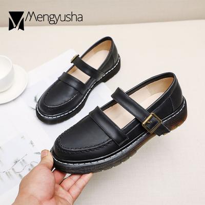 Модная студенческая обувь оксфорды с неглубоким вырезом на сплошной подошве с пряжкой женские лоферы женские слипоны с круглым носком броги балетки mujer большой размер 34-43