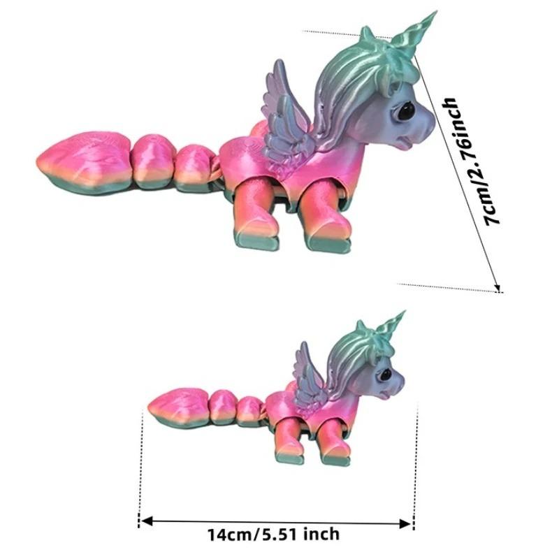 Мини Многосуставная Подвижная 3D-печатная Игрушка Пони Милая Рельефная Сенсорная Фигурка Украшение для Дома Офиса Настольное Украшение Детский Подарок