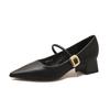 High Heels Shoes Women Pointed Toe Soft Leather Lady Fashion Flats Round Buckle Flat Sole Platform Shoes