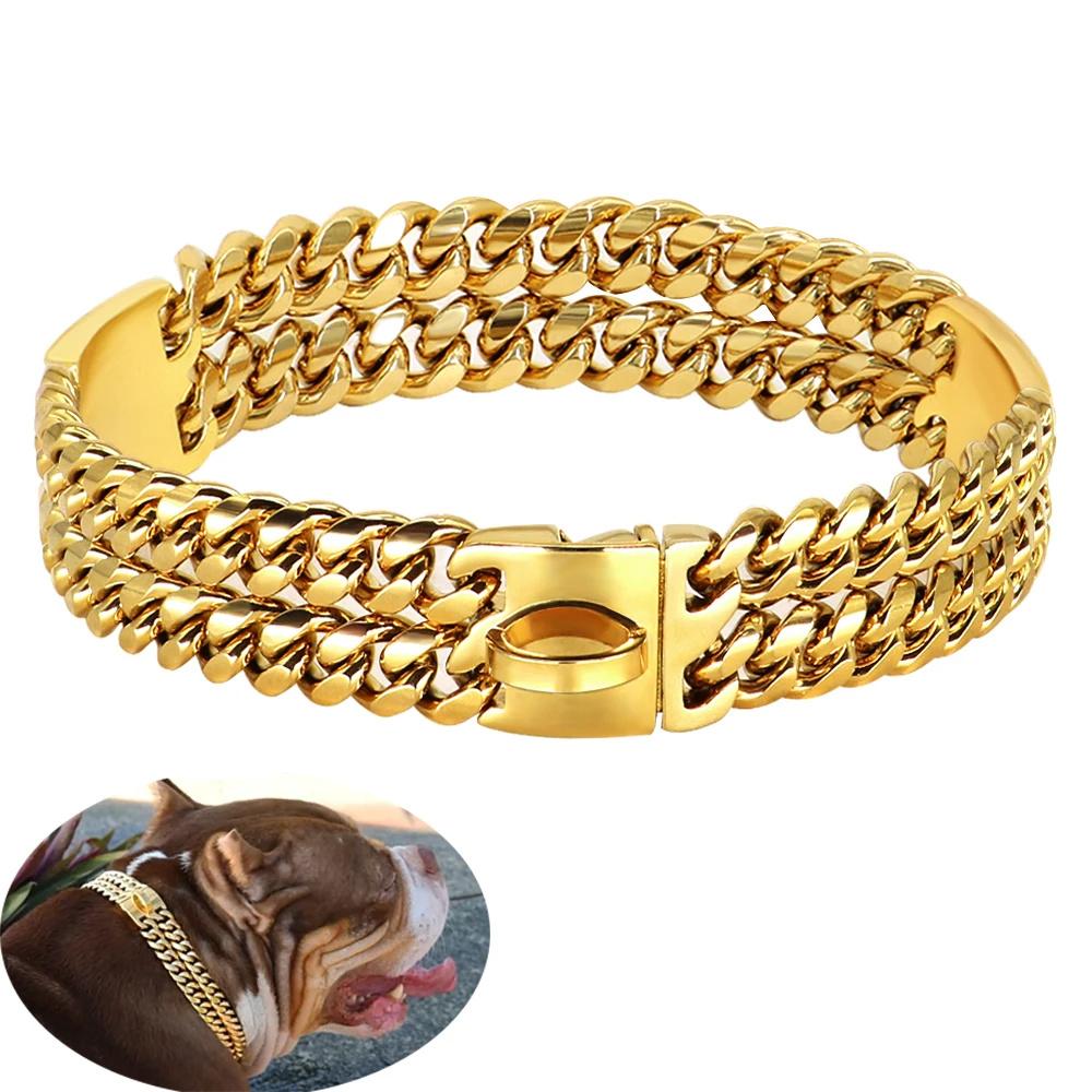 Pets-12mm double row golden dog chain-41CM