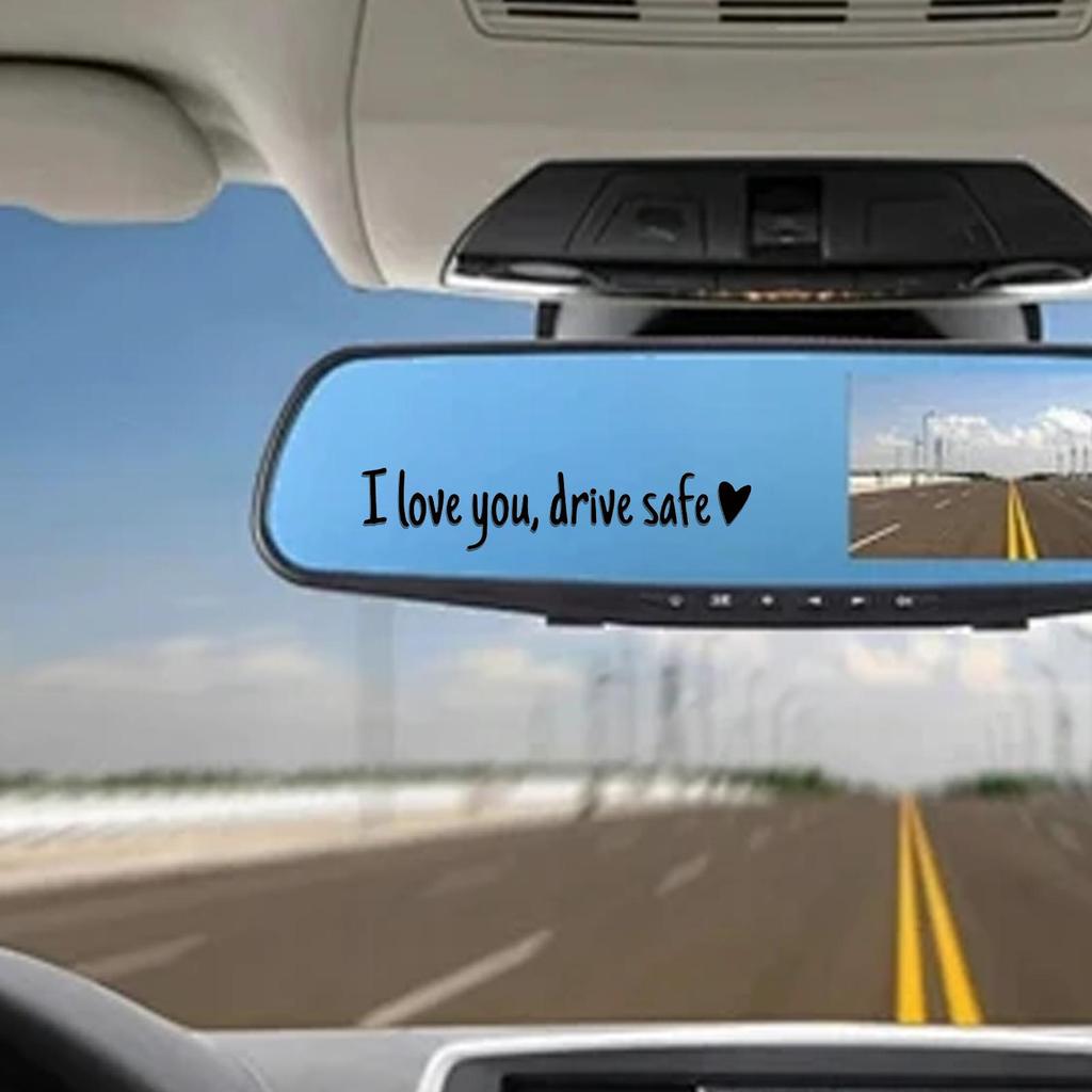 Car Stickers and Decals Rearview Mirror Decal I Love You Drive Safe Emblem Labels for Truck Bumper Vehicles Exterior Decor