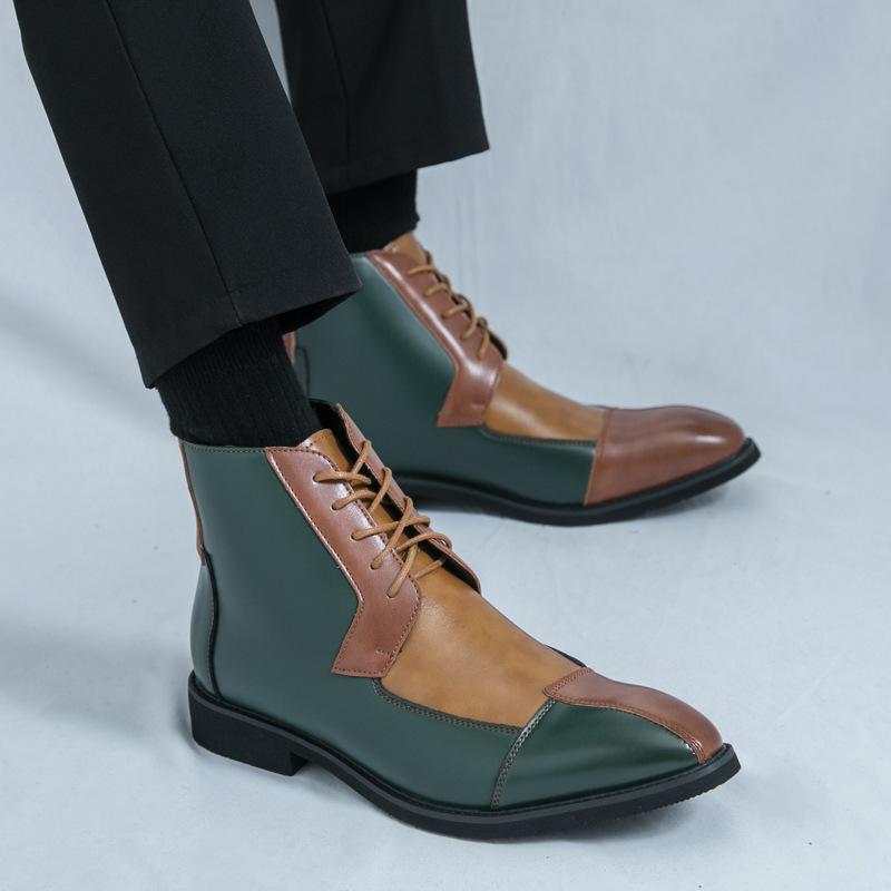 Осенняя британская мужская молодежная мода высокие остроносые кожаные туфли мужские корейская версия тренд стилист Чжунбан Мартин короткие ботинки