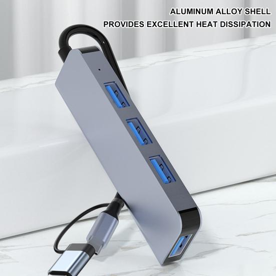 4-Port USB-C Hub Plug And Play 5Gbps High Speed Data Transfer USB3.0/Type-C To USB3.0+USB2.0 Docking Station Compatible for MacBook Flash Drive