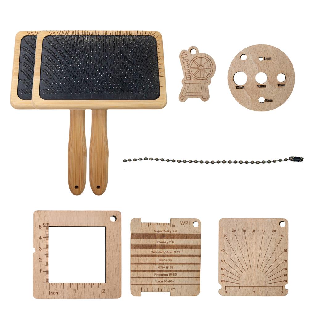 Деревянный измеритель плотности вязания, пряжи, кардеры для шерсти, инструмент для вязания, крючком, набор инструментов для измерения вязания