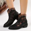 2025 Autumn and Winter New Foreign Trade Large Size Foreign Trade Women Pointed Splicing Embroidered Thick Heel Chelsea Medium and Short Boots