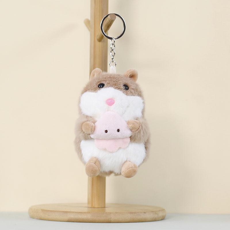 Plush Hamster Keychain Cute Cartoon Toy For School Backpack Kids Gift