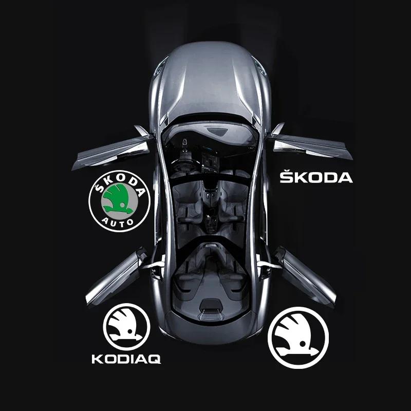 2025 New 2pcs LED Car Door Decoration Welcome Lights Projector Lamp For skoda Superb SUPERB Superb Octavia Fabia Roomster Access