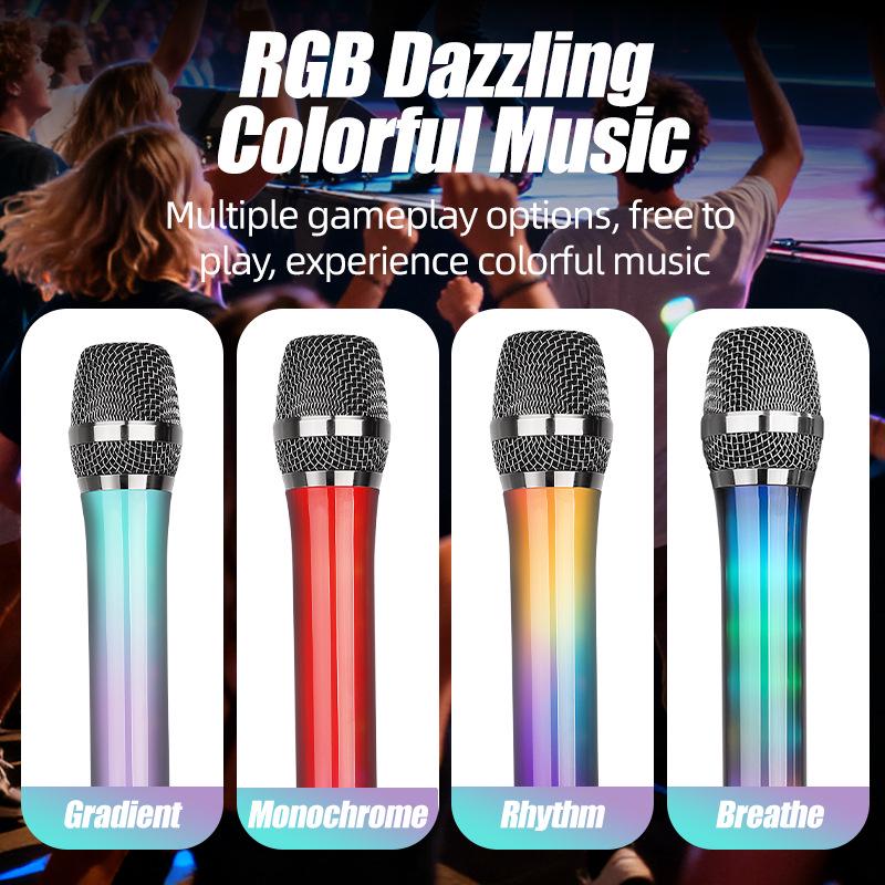 Универсальный RGB беспроводной микрофон с регулируемой подсветкой для домашнего пения и сцен KTV