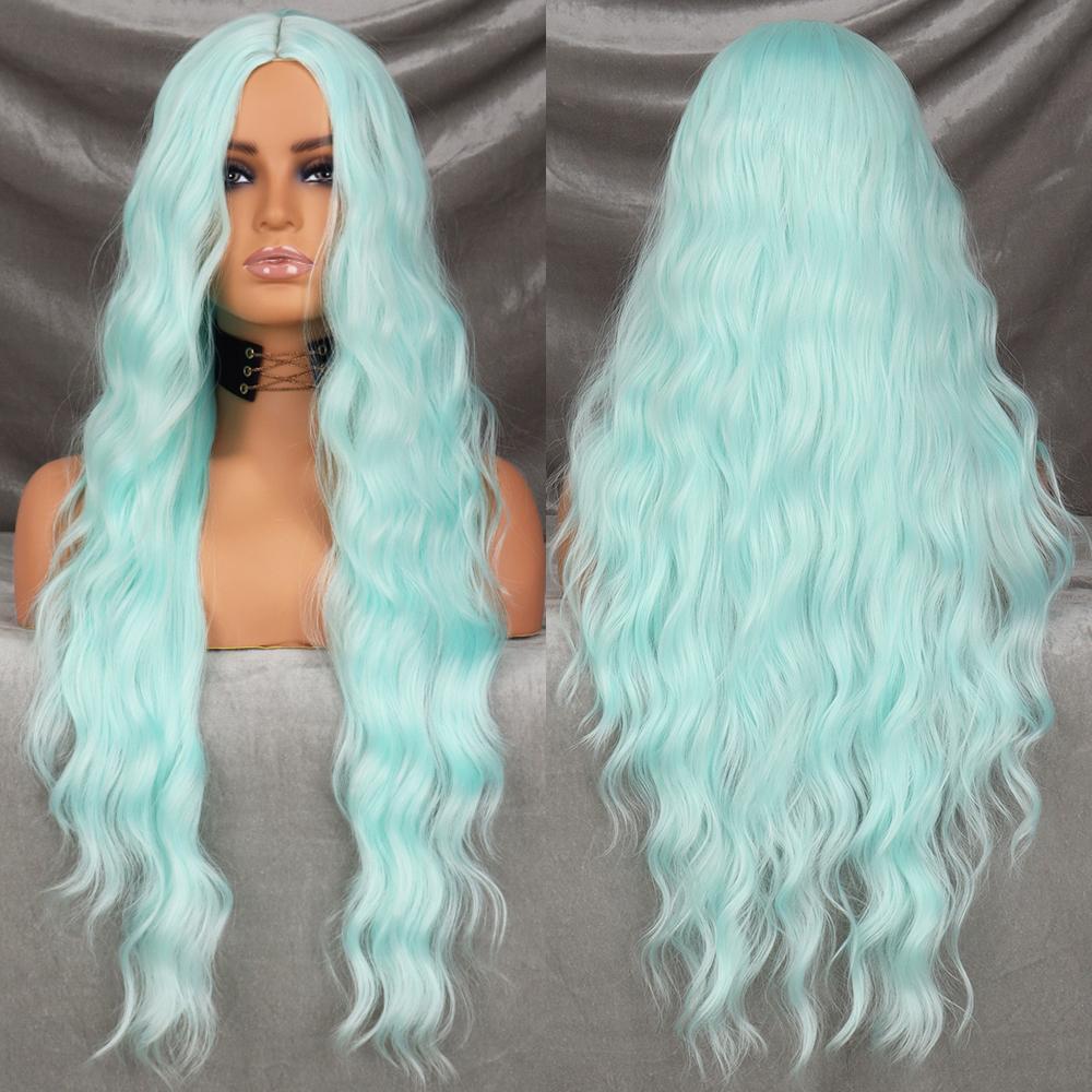 XINRAN Длинный волнистый розовый парик из синтетического термостойкого волокна, женский натуральный длинный волнистый парик для косплея, повседневная одежда