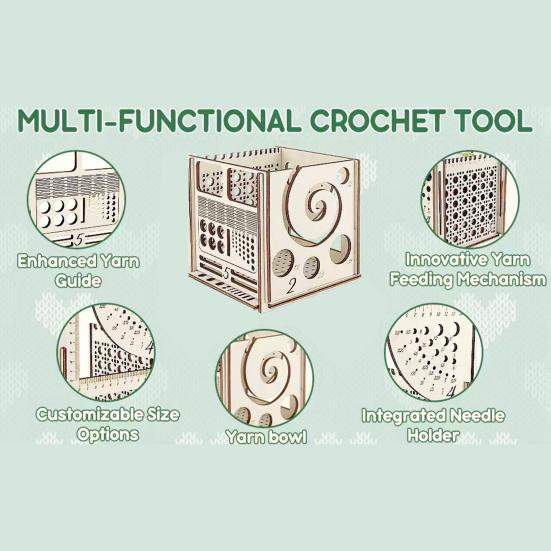 Многофункциональная пряжедержательница Все в одном Деревянный ящик для хранения пряжи Держатель спиц для вязания Диспенсер для пряжи для любителей вязания крючком и спицами