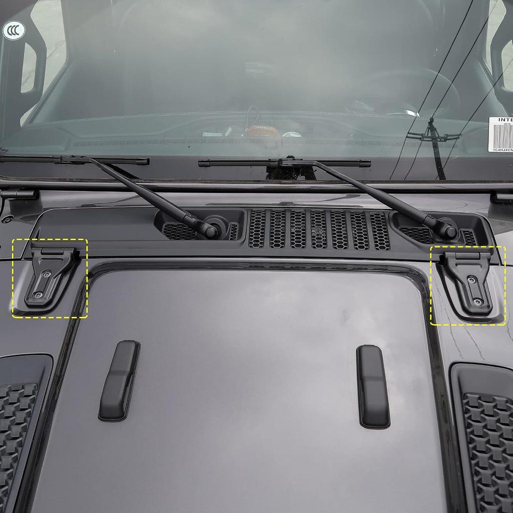 RT-TCZ Hood Hinge Cover Exterior Decoration Kits Accessories Compatible with 2018-2023 Jeep Wrangler JL JLU and Gladiator JT (Black)