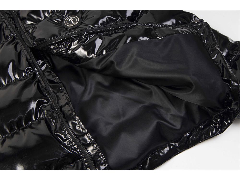 Стильная черная куртка Trapstar из ПУ кожи с отстегивающимся капюшоном - Утепленная хлопковая парка для пары В наличии