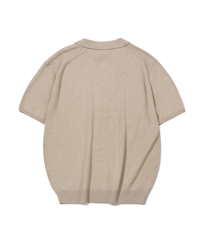 GNOK Silk Collared Short Sleeve Knit [Beige]