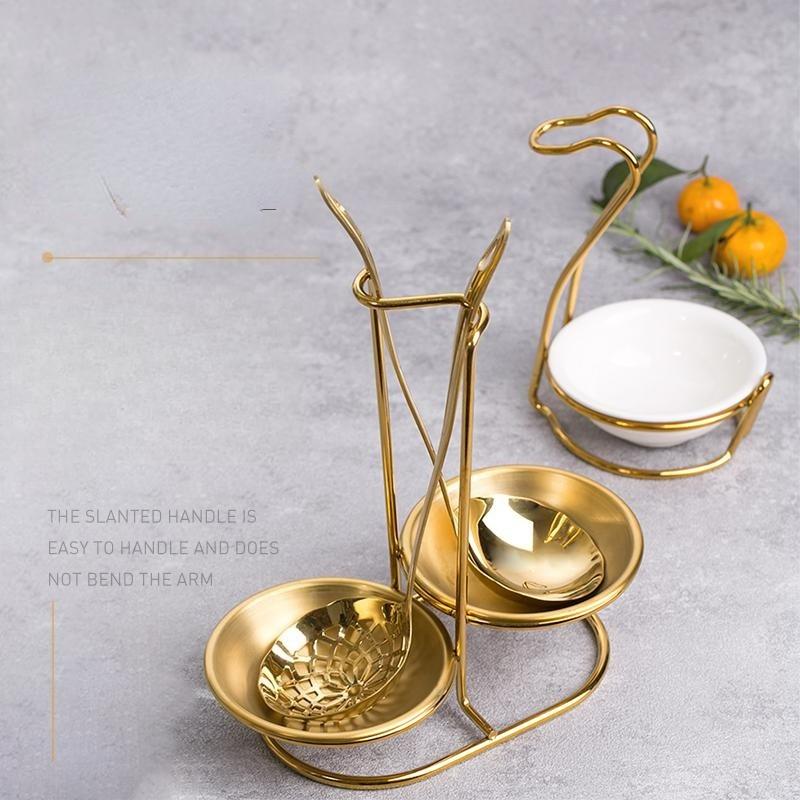 Ручка Нержавеющая Сталь Суповая Ложка, Ложка для Кастрюли, Большая Золотая Суповая Ложка, Кастрюля, 2 в 1 Коммерческая Длинная