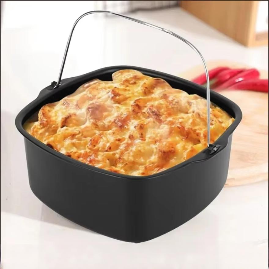 Корзина для аэрофритюрницы Стальная Квадратная Антипригарная Форма для выпечки тортов Бочонок Блюдо Корзина для запекания Сковорода Форма для выпечки Кухонные аксессуары