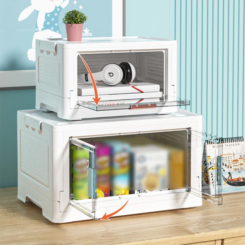 Складной ящик для хранения большой емкости, штабелируемый органайзер для мелочей, ящик для хранения игрушек для спальни, домашняя коробка для сортировки мелочей, прозрачные окна