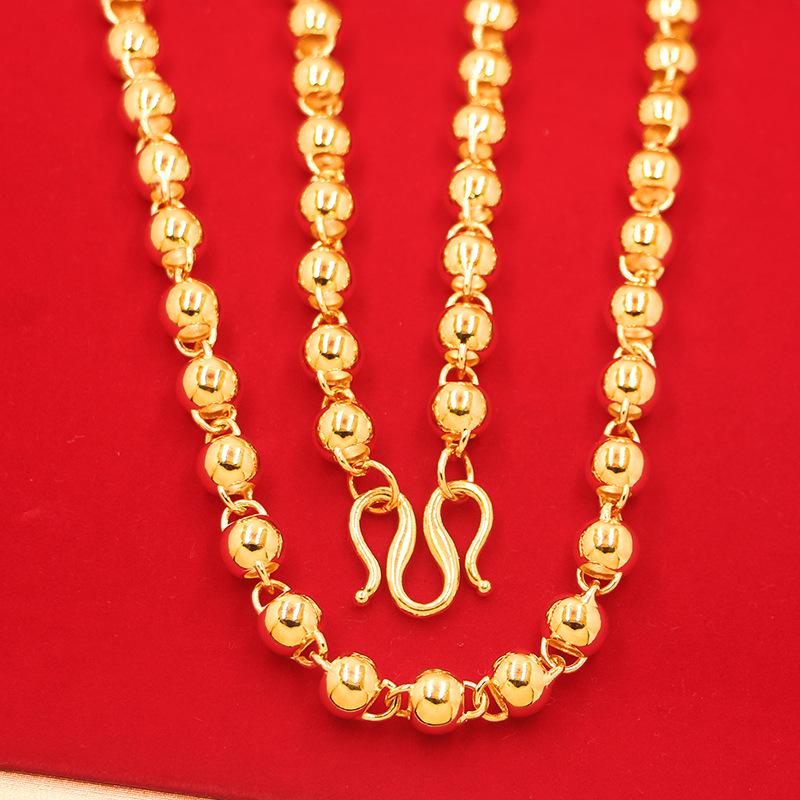 Vietnam Sand Gold Electroplated Copper Men's Buddhist Bead Necklace