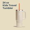 Stainless Steel Kids Tumbler with 24oz Coconut Insulated Water Bottle Japanese Straw, (709ml) Design, (Official Product)