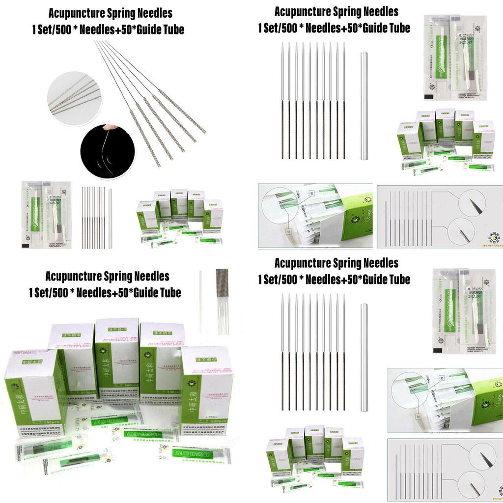 Стерильные иглы для акупунктуры Упаковка 500 штук Одноразовые иглы из нержавеющей стали Тонкий калибр Диаметр 0,16 мм