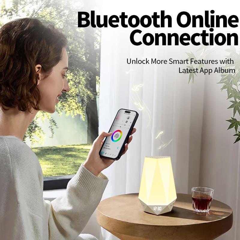 Цифровой дисплей белый шум для сна с беспроводным пультом дистанционного управления и функциональностью приложения. Имеет дизайн, вдохновленный бриллиантом.