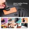 Leather Stitching Punch Set Of 3 Pieces 4Mm, 2/4/6 Prong Lacing Hole Punch Leather Sewing Chisel