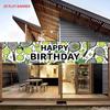 Happy Birthday Fence Banner Tennis Racket Crown Outdoor Yard Decor
