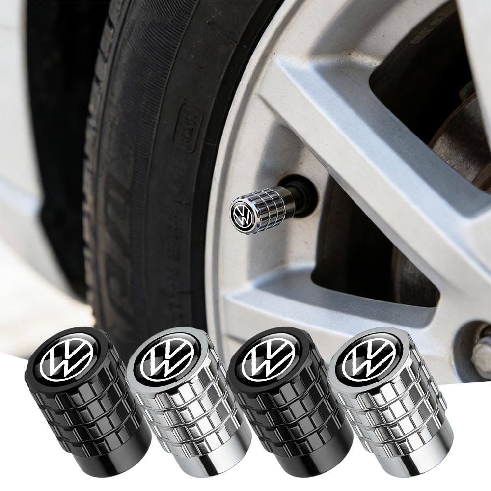 For Volkswagen VW New 4Pcs Car Wheel Tire Valve Caps Air Stem Covers Accessories For Volkswagen VW R Polo Passat Rline Golf 4 5 6 Tiguan Jetta GTI