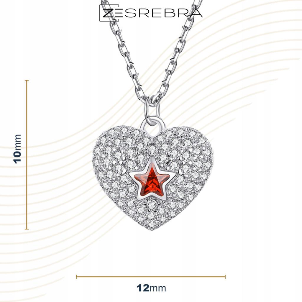 Chain Pr 925 Heart With Cubic Zirconia Crystal Heart Star