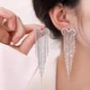 Серебряная Игла Алмазная Любовь Серьги с Бахромой Женские, Модные Легкая Роскошь Худые Длинные Серьги для Лица Серьги