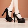 8 10 13см Маленький размер 32-43 Элегантные туфли-лодочки на платформе с толстой подошвой Женские 2025 Осень Блочный высокий каблук Обувь Модель платья Офис Вечеринка